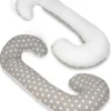 Coussin D'allaitement - Coussin De Maternité - 100% Coton - Pois Sur Gris - Blanc