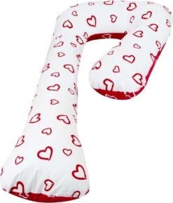 Oreiller De Couchage Latéral - 235 Cm - 100% Coton - Rouge Et Blanc Avec Des Coeurs -Bébé Soldes Boutique 1026x1200 2