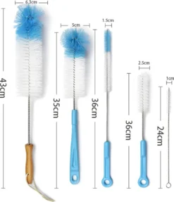 Goupillon - Nettoyant Pour Bouteilles - Brosse De Nettoyage - Nettoyant Pour Bouteilles - 5 Pièces - Sans Rayures Ni BPA - Convient à Toutes Les Surfaces - Blauw