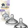 Tommee Tippee Closer To Nature - Sucettes De Biberon - Semblables à Des Seins - Anti-refroidissement - Silicone Souple - Débit Lent - 0m+ - Lot De 2
