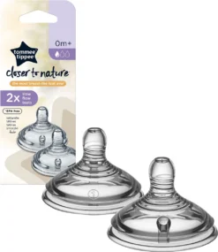 Tommee Tippee Closer To Nature - Sucettes De Biberon - Semblables à Des Seins - Anti-refroidissement - Silicone Souple - Débit Lent - 0m+ - Lot De 2