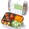 Ecozoi - Boîte à Lunch écologique à 3 Compartiments En Acier Inoxydable Extra Longue Et étanche | Bijoux Articulaires Et En Silicone | Boîte à Bento écologique à Zéro Déchet