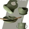 Ensemble De Salle à Manger Pour Enfants Afecto - Ensemble De Vaisselle 6 Pièces - Silicone Incassable - Nettoyage Facile - Vert - Ensemble Complet