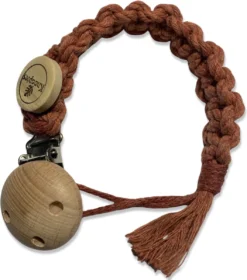 Attache-suce 'All- Star' - Rouge/Marron Rouille - Katoen - Macramé - Handgemaakt Aux Nederland - Livraison Gratuite