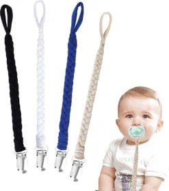 Chaîne De Sucette - Zinaps Dummy Chain Coton Dummy Belt Baby Dummy Colliers Pour Nouveau-né Filles Et Garçons Bavoir Triangle Écharpe Dummy 4 Pièces #2 (wk 02129)