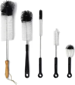 Ensemble De Brosses à Bouteilles - Zwart - 5 Brosses - Klein - Groot - Bouteilles - Thermos - Nettoyeur De Bouteilles