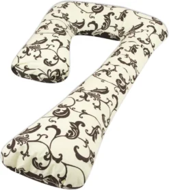 Oreiller De Couchage Latéral - 235 Cm - 100% Coton - Marron Crème Avec Feuilles -Bébé Soldes Boutique 1067x1200 2