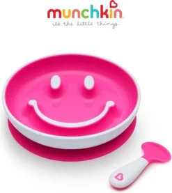 Assiette Pour Enfants Avec Cuillère Smile 'n Scoop De Munchkin - Rose