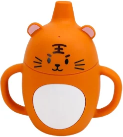 Gobelet Pour Enfant - Forme Animal - Réutilisable - 200ml - Silicone - Bambin - Bambin - Bébé - Chat Orange