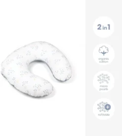 Doomoo Softy - Petit Coussin D'allaitement - Billes Ultra Fines Et Silencieuses - Coton Organique - 150 Cm - Spring Blue -Bébé Soldes Boutique 1077x1200 4