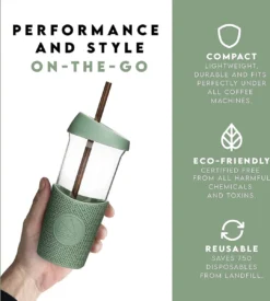 Gobelet à Smoothie Avec Paille En Métal, Gobelet En Verre Réutilisable Avec 2 Couvercles Avec Joint En Silicone Et 1 Manchon, Réutilisable, Recyclable Et étanche, 20 Oz -Bébé Soldes Boutique 1079x1200 3