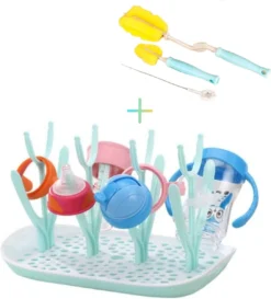 Support De Séchage De Bouteilles Set De Brosses Inclus - Bac D'égouttage Biberon - Bac D'égouttage Avec Bac D'égouttage - Support De Séchage Biberons - Menthe -Bébé Soldes Boutique 1086x1200 2