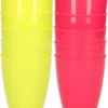 30x Verres à Eau/jus/limonade En Plastique Incassable 300 ML En Vert Et Rose - Camping/anniversaire/tout-petits/tout-petits