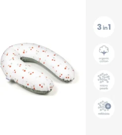 Doomoo Buddy - Coussin D'allaitement Et De Grossesse - Coton Organique - 180cm - Cherries Green -Bébé Soldes Boutique 1091x1200 3