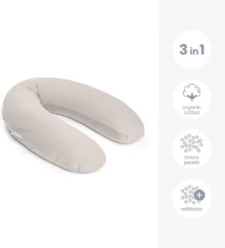 Doomoo Buddy - Coussin D'allaitement Et De Grossesse - Coton Organique - 180cm - Tetra Jersey Sand -Bébé Soldes Boutique 1091x1200 4