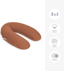 Doomoo Buddy - Coussin D'allaitement Et De Grossesse - Coton Organique - 180cm - Tetra Jersey Terracotta -Bébé Soldes Boutique 1092x1200
