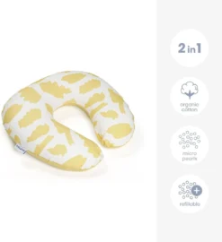Doomoo Softy - Petit Coussin D'allaitement - Billes Ultra Fines Et Silencieuses - Coton Organique - 150 Cm - Brushes Yellow -Bébé Soldes Boutique 1099x1200 1
