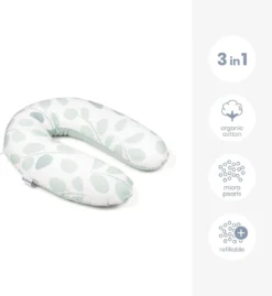Doomoo Buddy - Coussin D'allaitement Et De Grossesse - Coton Organique - 180cm - Leaves Aqua Green -Bébé Soldes Boutique 1103x1200 1
