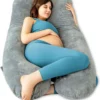 ZOLA Oreiller De Maternité XXL En U - Oreiller D'Allaitement - Oreiller De Couchage Latéral - Oreiller De Corps - Oreiller De Corps - Housse Minky Polaire Amovible - 140x80cm - Grijs