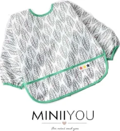 Bavoir à Manches Longues Avec Plateau De Collecte Large (6-24 Mois) - Rose - Plumes - Lave-vaisselle / Lave-linge - Bavoir à Manches Longues