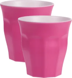 Excellent Houseware 4x Gobelet Incassable En Plastique/mélamine Rose 9 X 8,7 Cm Pour Outdoor/camping/pique-nique/plage