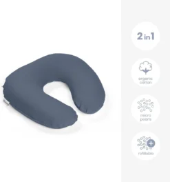 Doomoo Softy - Petit Coussin D'allaitement - Billes Ultra Fines Et Silencieuses - Coton Organique - 150 Cm - Tetra Jersey Blue -Bébé Soldes Boutique 1122x1200 2
