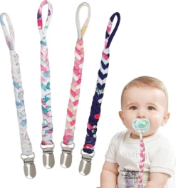 Chaîne De Sucette - Zinaps Dummy Chain Cotton Dummy Band Chaînes De Sucette Bébé Pour Nouveau-né Filles Et Garçons Bavoirs Driehoek Écharpe Toe Sucette 4 Pièces # MC1 (WK 02129)
