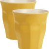 Excellent Houseware 6x Gobelet Incassable En Plastique/mélamine Jaune 9 X 8,7 Cm Pour Outdoor/camping/pique-nique/plage