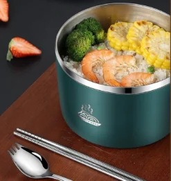 Bol à Nouilles Instantanées En Acier Inoxydable Boîte à Lunch Student Services De Table Isolée De Style Japonais Bol à Fenêtres Avec Couvercle (vaisselle Gratuite) (Couleur : Blue, Taille : 15,5 X 11 Cm) -Bébé Soldes Boutique 1135x1200 3