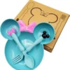 Ensemble De 3 Pièces D'aliments Pour Bébés Plats De Dessin Animé Vaisselle De Blé - Ensemble D'aliments Pour Bébés Blauw