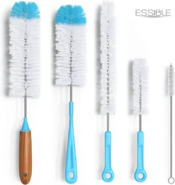Donkersstuff - Brosse Pour Bouteille - Brosse De Nettoyage - Nettoyant Pour Bouteille - 5 Pièces - Sans Rayures Et Sans BPA - Convient à Toutes Les Surfaces