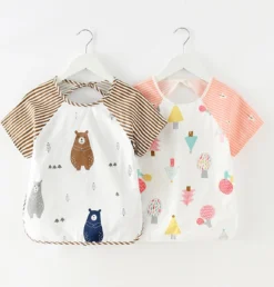 Bavoirs Bébé - Bavoirs Pour Kinder - Bavoirs De Dessin Animé Bébé Imperméable Geen Poche Tablier Mouwloos Pour Kinder En Bas âge