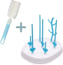 Égouttoir à Biberons - Avec Goupillon Offert - Égouttoir à Bouteilles - Égouttoir Avec égouttoir - Égouttoir à Bébé - Porte-biberons - Cadeau Maternité - Cadeau Bébé - Blauw
