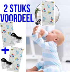 Allernieuwste Bébé 2PCS USB Modèle Plus Chaud Blue Voitures - Chauffage - Accessoires Voyage - Portable - Fermetures Velcro - Couleur