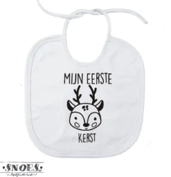 Bavoir Wit Mon Premier Noël Avec Une Image D'un élan Câlin * Snoes * Cadeau De Maternité * Cadeau De Naissance * Noël De Bébé * Cadeau De Noël De Bébé
