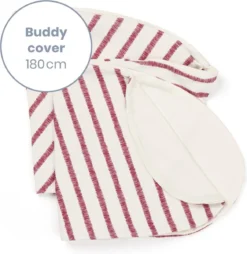 Doomoo Buddy Cover - Housse Pour Coussin D'allaitement Buddy - Coton Organique - 180 Cm - Ruby Stripes
