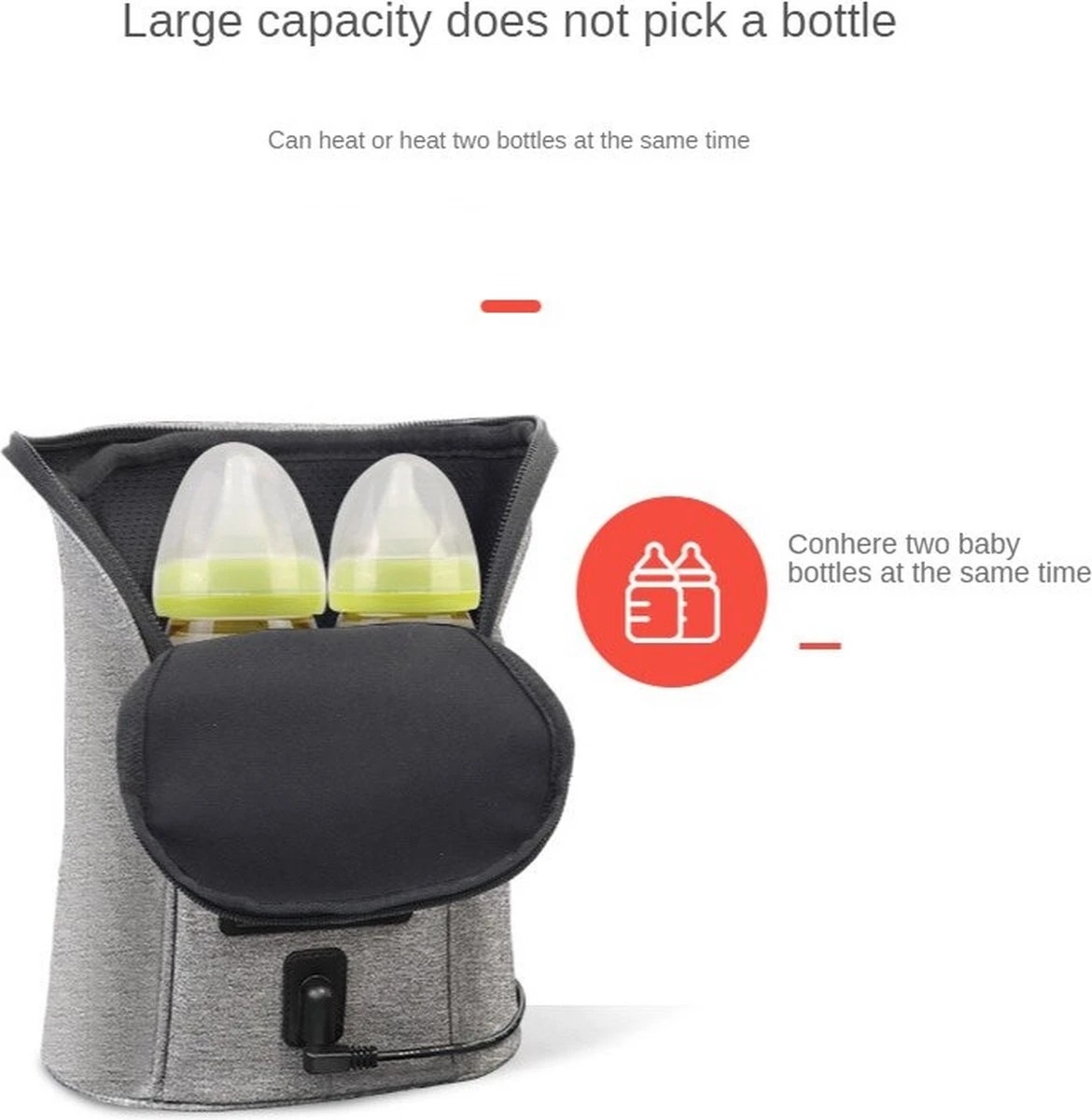 Chauffe- Bouteilles Portable DrPhone Bébé - Chauffe-biberon - Peut être Chauffé Jusqu'à 40 Degrés - Deux Biberons En Même Temps - Grijs 7 Chauffe- Bouteilles Portable DrPhone Bébé - Chauffe-biberon - Peut être Chauffé Jusqu'à 40 Degrés - Deux Biberons En Même Temps - Grijs – Image 7