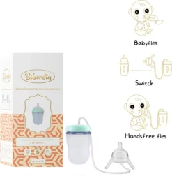 Biberon En Siliconen / Biberon Hands Libres En Un - Switch De Biberon - 2 En 1 - Tétine De Biberon - Matériau En Silicone Souple - Valve Sans Air- Anti-colique - Anti-colique - Réduit Les Reflux De Votre Bébé - 250ML - Sans BPA - Menthe -Bébé Soldes Boutique 1174x1200