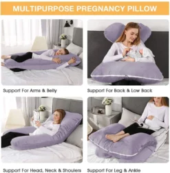 Chilling Home Oreiller De Maternité En Forme De U, Oreiller De Couchage Latéral Avec Housse Kussen De Style U Grand Oreiller De Soutien, Kussen Pour Femmes Et Dormeurs Latéraux, 140x70cm, Gris (gris, Velours) (gris) -Bébé Soldes Boutique 1175x1200 4