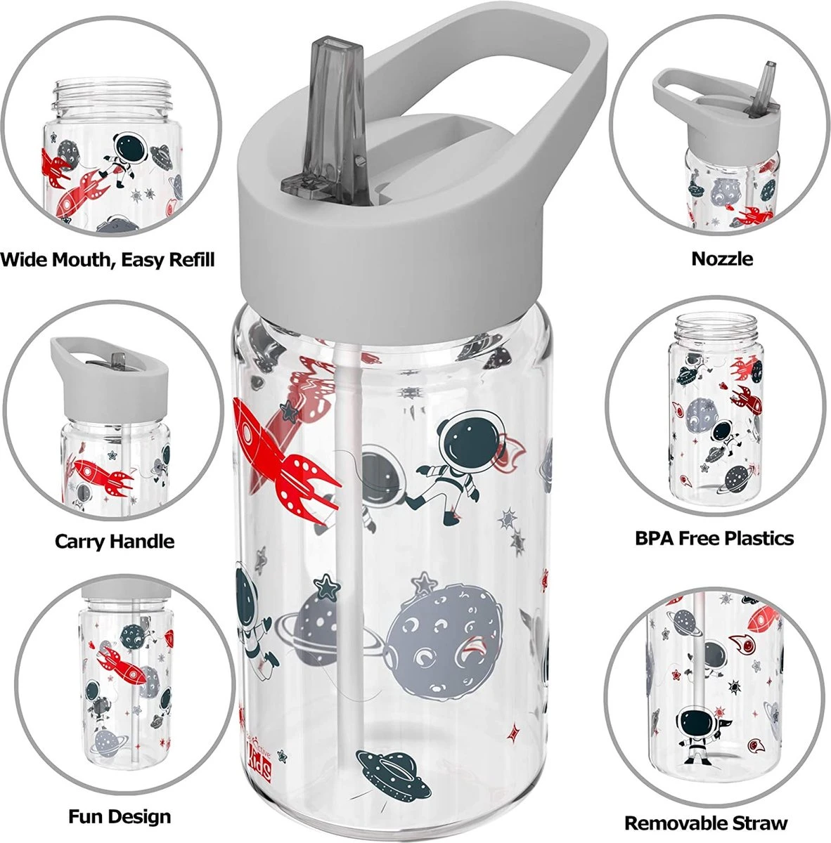 Be- Active Bouteille D'eau Pour Enfants Avec Paille, Sans BPA, Embout Pliable, 450 Ml, école, Filles, Garçons, Bouteilles De Sport (gris) 6 Be- Active Bouteille D'eau Pour Enfants Avec Paille, Sans BPA, Embout Pliable, 450 Ml, école, Filles, Garçons, Bouteilles De Sport (gris) – Image 6