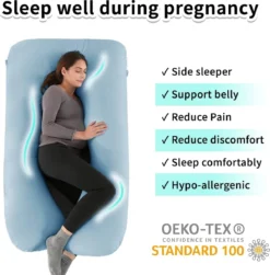 RESKO - Dream En U - Oreiller De Grossesse Avec Housse En Coton Amovible Et Lavable - Oreiller De Corps - Femme - Grossesse - Apaisant Les Douleurs -Bébé Soldes Boutique 1182x1200 6