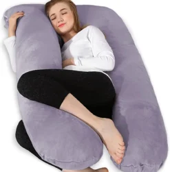 Chilling Home Oreiller De Maternité En Forme De U, Oreiller De Couchage Latéral Avec Housse Kussen De Style U Grand Oreiller De Soutien, Kussen Pour Femmes Et Dormeurs Latéraux, 140x70cm, Gris (gris, Velours) (gris)