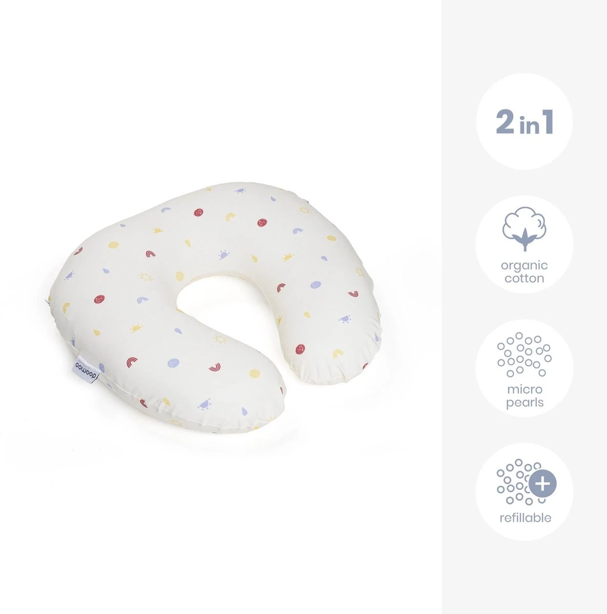 Doomoo Softy - Petit Coussin D'allaitement - Billes Ultra Fines Et Silencieuses - Coton Organique - 150 Cm - Happy Colors 5 Doomoo Softy - Petit Coussin D'allaitement - Billes Ultra Fines Et Silencieuses - Coton Organique - 150 Cm - Happy Colors – Image 5