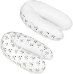 Coussin D'allaitement - Coussin De Grossesse - 100% Coton - Avec Cordons - 145 Cm - Renards - Blanc