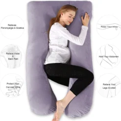 Chilling Home Oreiller De Maternité En Forme De U, Oreiller De Couchage Latéral Avec Housse Kussen De Style U Grand Oreiller De Soutien, Kussen Pour Femmes Et Dormeurs Latéraux, 140x70cm, Gris (gris, Velours) (gris) -Bébé Soldes Boutique 1195x1200 11