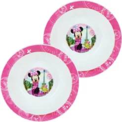 4x Assiette Petit-déjeuner En Plastique Profonde Disney Minnie Mouse 16 Cm - Assiettes Enfant Incassables