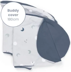 Doomoo Buddy Cover - Housse Pour Coussin D'allaitement Buddy - Coton Organique - 180 Cm - Blue Grey Moon