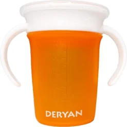 Deryan Luxury Quuby Drinking Cup 360 Trainer - Gobelet D'entraînement - Gobelet Anti-goutte - Oranje