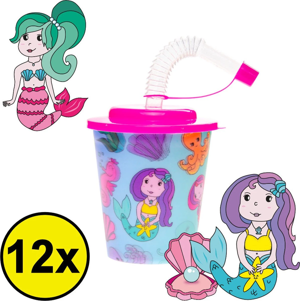 Decopatent® 12 PCS MERMAID Gobelet 3D Avec Paille Et Couvercle - 250 ML - Gobelets En Plastique Sirène - Fête D'Enfants - Gobelets D'Anniversaire D'Enfants - Friandise - Cadeaux à Distribuer 3 Decopatent® 12 PCS MERMAID Gobelet 3D Avec Paille Et Couvercle - 250 ML - Gobelets En Plastique Sirène - Fête D'Enfants - Gobelets D'Anniversaire D'Enfants - Friandise - Cadeaux à Distribuer – Image 3