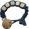 Attache-tétine En Macramé Avec Nom - Blauw - Katoen - Macramé - Handgemaakt Aux Nederland - Livraison Gratuite